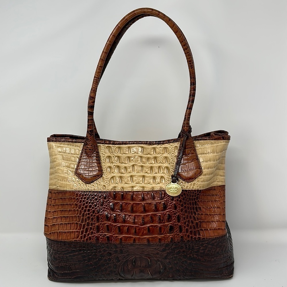 Brahmin Brown Tricolor Large Anytime Tote Purse - Picture 1 of 15